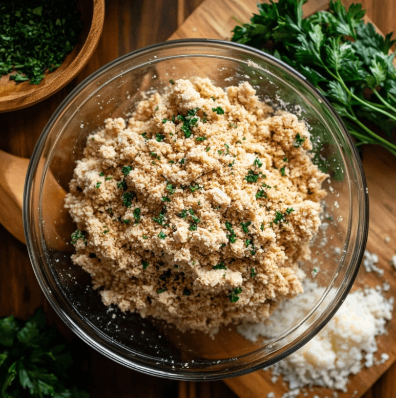 Hands mixing ground chicken with seasoning in a bowl for Chicken Meatballs recipe