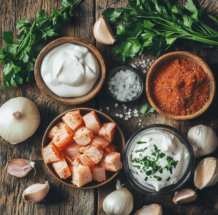 Hungarian Chicken Paprikash ingredients