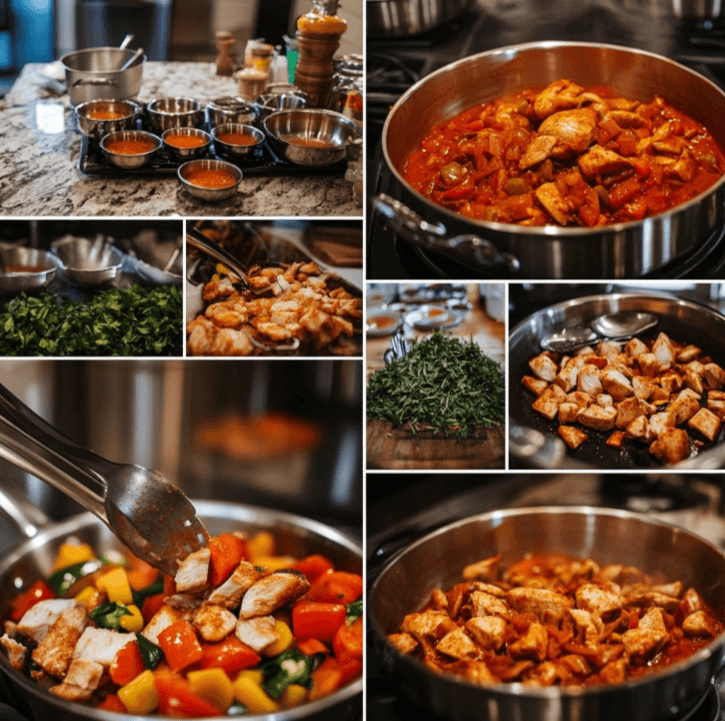 Hungarian Chicken Paprikash preparation process