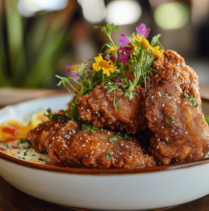 serving Bloomin Fried Chicken