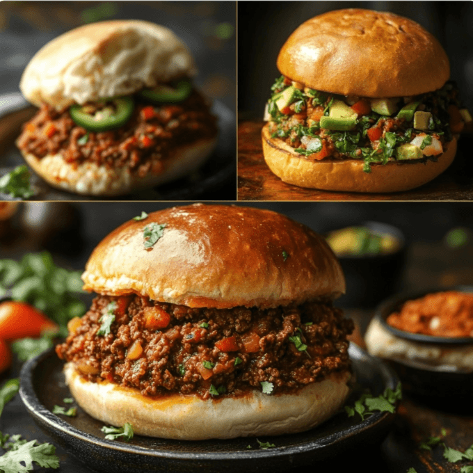 Different versions of Sloppy Joes, including a Mexican torta, Cuban ropa vieja sandwich, and Indian keema pav.