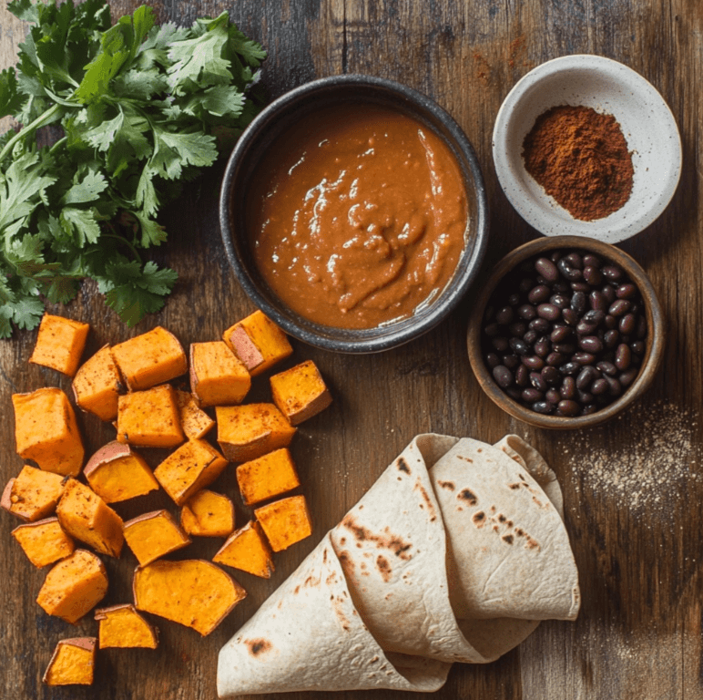 Sweet Potato and Black Bean Enchiladas fresh ingredients