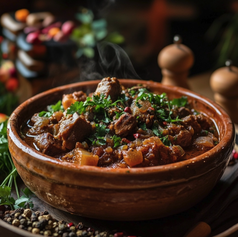 Moroccan Lamb Stew plate presentation