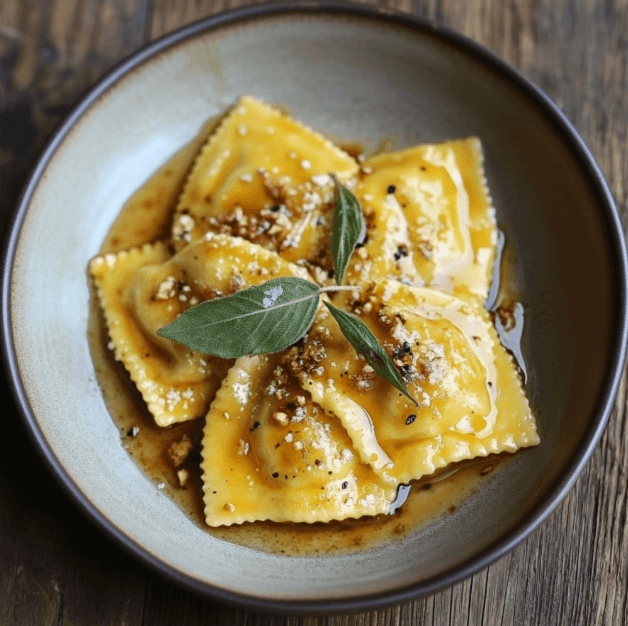 Butternut Squash Ravioli with Brown Butter Sauce