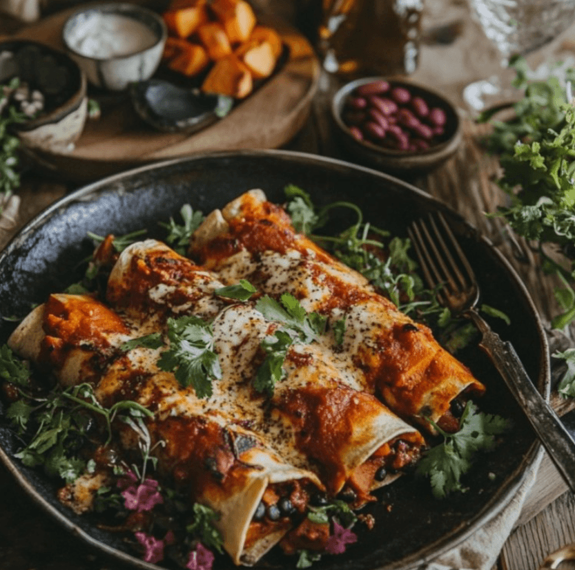 sweet potato and black bean enchiladas