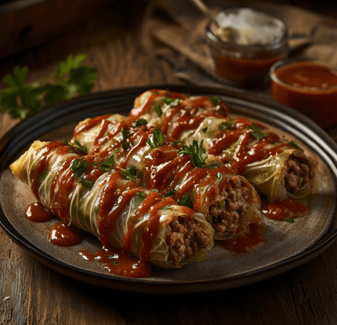 Cabbage Rolls Stuffed with Ground Beef