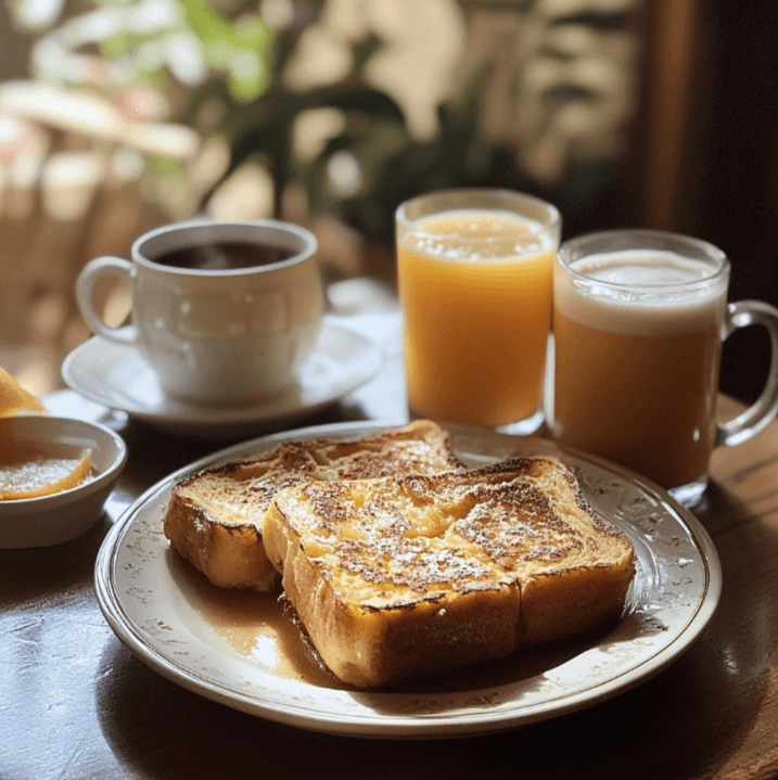 A plate of stuffed sourdough French toast filled with cream cheese and berries, alongside a cinnamon swirl variation.