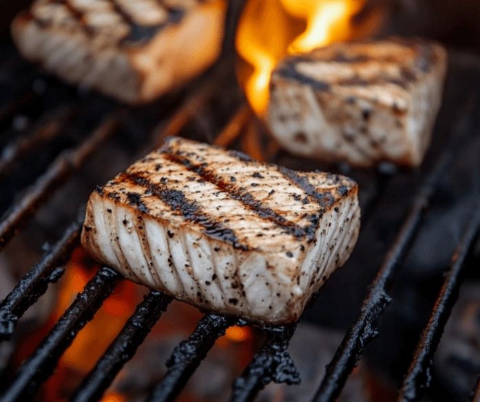 Swordfish Meat on grill