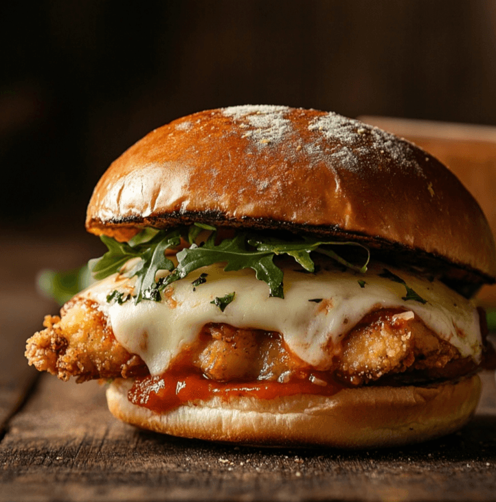 chicken parm sandwich in restaurant