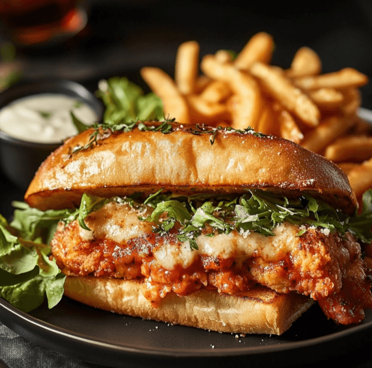 chicken parm sandwich plating