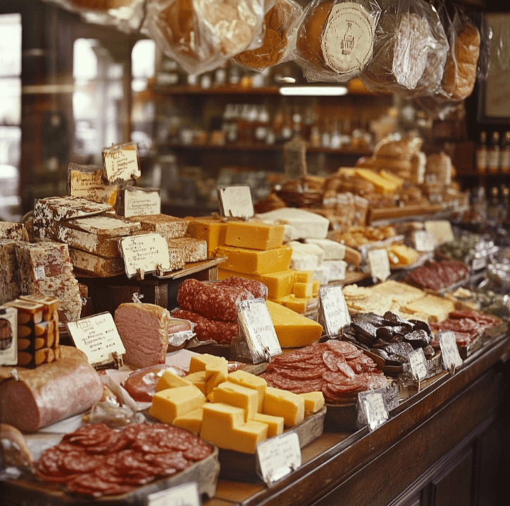 turkey and cheese sandwich : types of cheese in the cheese store