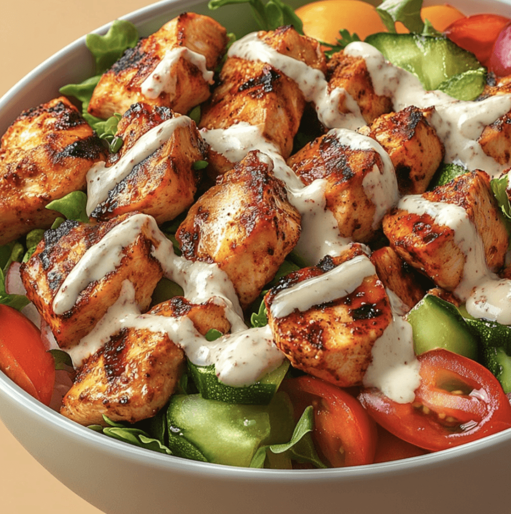 chicken shawarma bowl​ plating