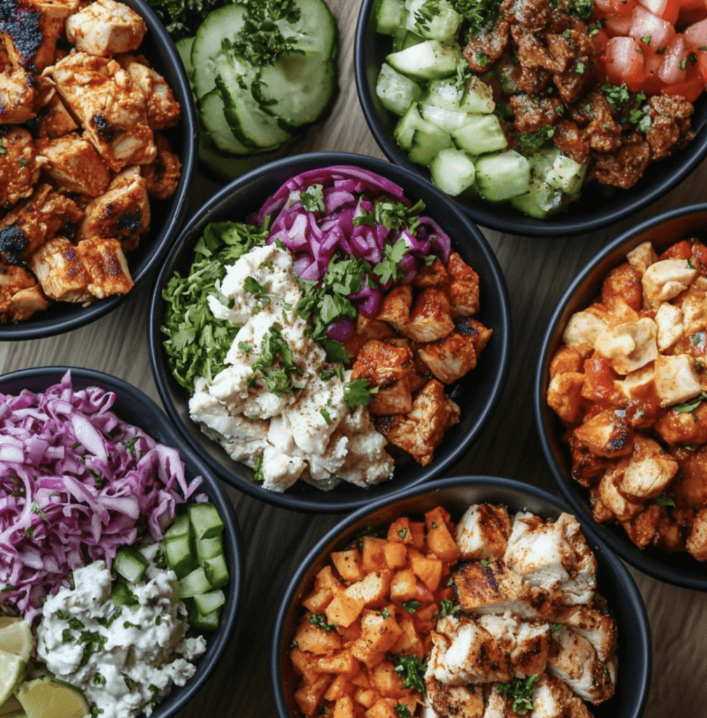 chicken shawarma bowl​ plating