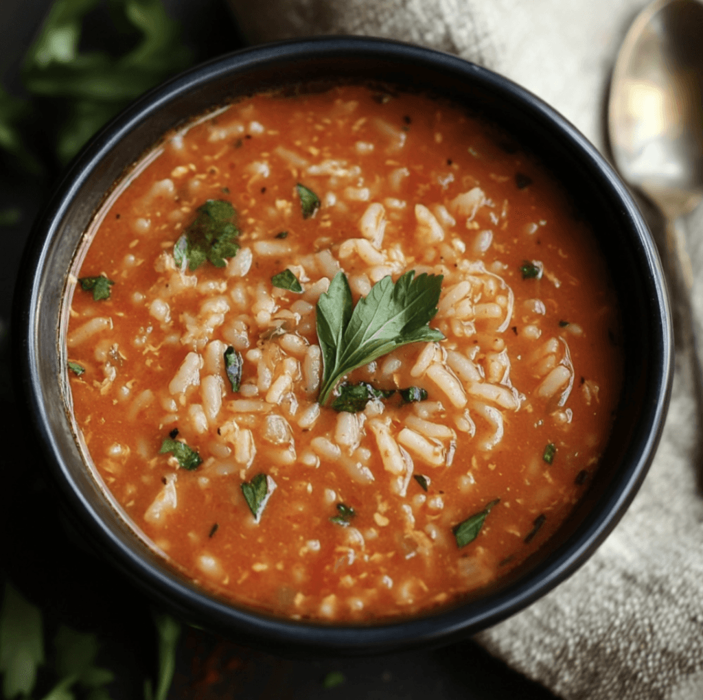 tomato rice soup : presentation