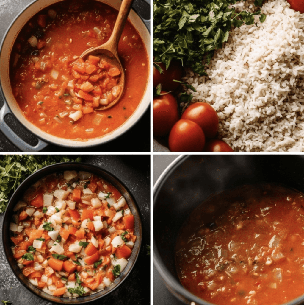 tomato rice soup: preparation process