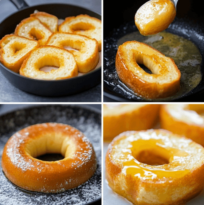 Step-by-step process of making a French Toast Bagel