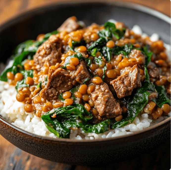 lamb lentils rice spinach recipe